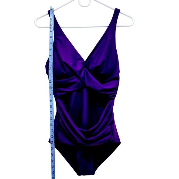 Smismivo Womens Purple Ruched One-Piece Swimsuit Size Medium Womens - Picture 4 of 11